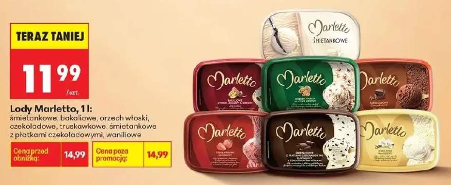 Lody Marletto śmietankowe z płatkami czekoladowymi