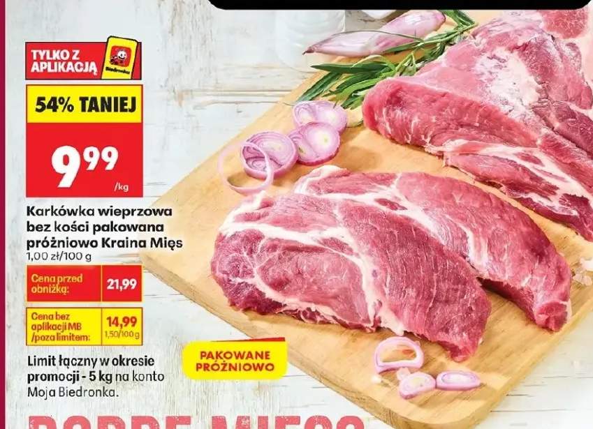 Karkówka wieprzowa bez kości pakowana próżniowo Kraina Mięs