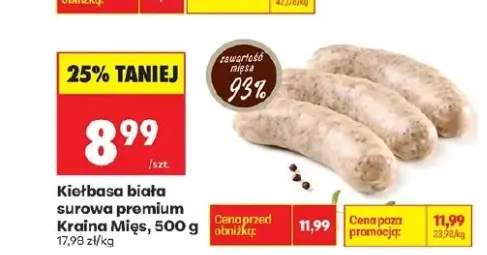 Kiełbasa biała surowa premium Kraina Mięs