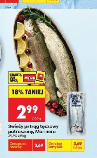 Świeży pstrąg tęczowy patroszony Marinero
