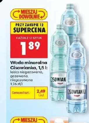 Woda mineralna Cisowianka lekko niegazowana