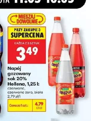 Napój gazowany sok 20% Hellena czerwona 1,25l