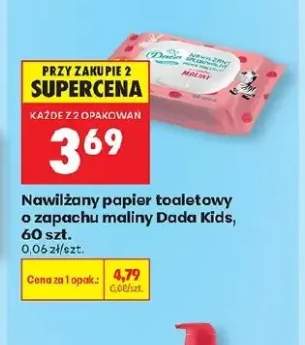 Nawilżany papier toaletowy o zapachu maliny Dada Kids