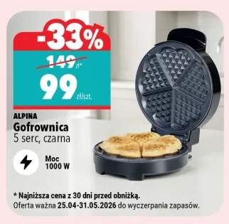 Gofrownica ALPINA 5 serc czarna 1000W