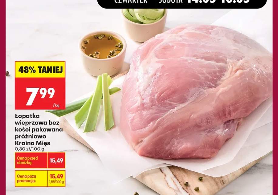 Łopatka wieprzowa bez kości pakowana próżniowo Kraina Mięs