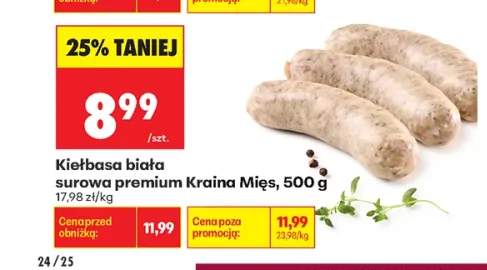 Kiełbasa biała surowa premium Kraina Mięs