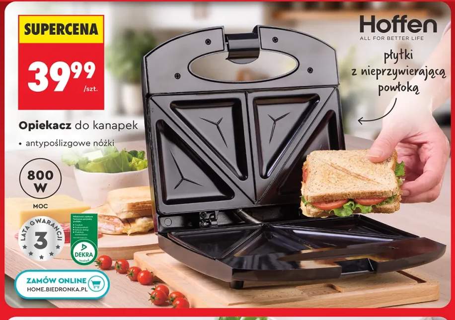 Opiekacz do kanapek Hoffen 800W