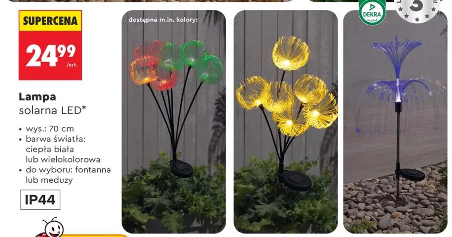 Lampa solarna LED fontanna ciepła biała wys. 70cm
