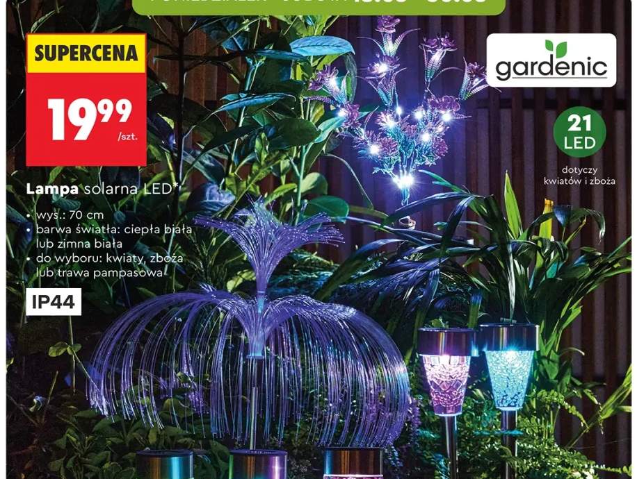 Lampa solarna LED gardenic zboża ciepła biała 21 LED 70cm