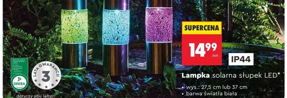 Lampka solarna słupek LED gardenic biała 27,5cm