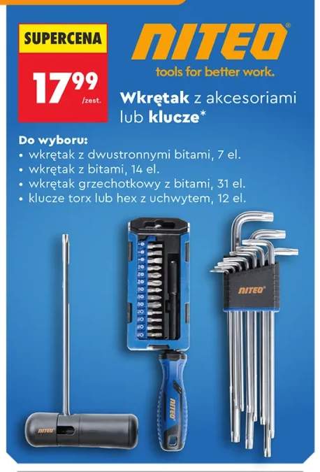 Wkrętak z bitami NITEO 14 el.