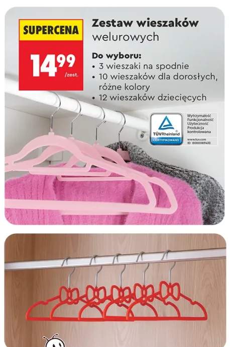 Wieszaki welurowe dla dorosłych 10-pak