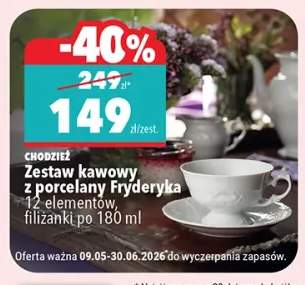 Zestaw kawowy z porcelany Chodzież Fryderyka 12 elementów filiżanki po 180ml