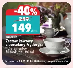 Zestaw kawowy z porcelany Chodzież Fryderyka 12 elementów filiżanki po 180ml
