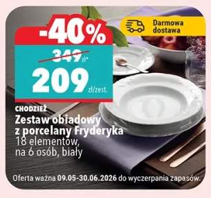 Zestaw obiadowy z porcelany Chodzież Fryderyka 18 elementów na 6 osób biały