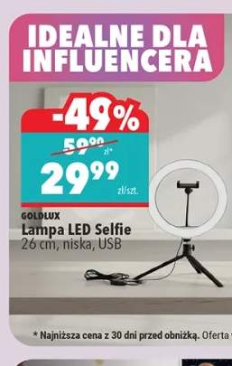 Lampa LED Selfie GOLDLUX 26cm niska USB