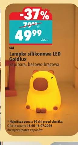 Lampka silikonowa LED SAI Goldlux kapibara beżowo-brązowa