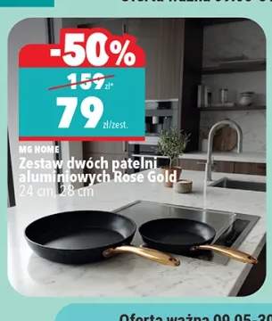 Zestaw dwóch patelni aluminiowych MG HOME Rose Gold 24cm 28cm
