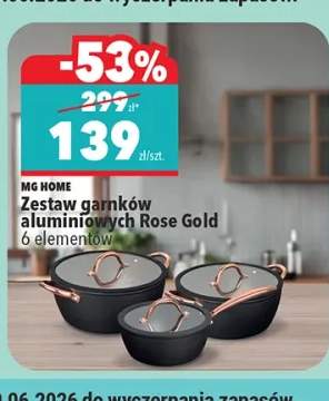 Zestaw garnków aluminiowych MG HOME Rose Gold 6 elementów