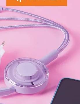 Przewód zwijany 3 w 1 HYKKER dł. 1,1m złącza USB-C lightning microUSB