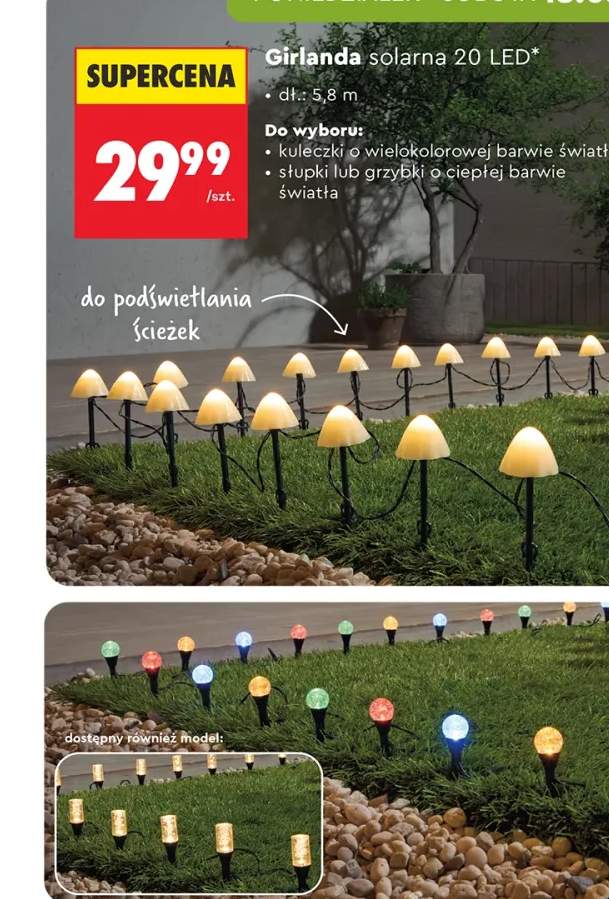 Girlanda solarna 20 LED kuleczki o wielokolorowej barwie światła dł. 5,8m