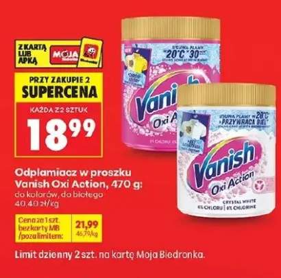 Odplamiacz w proszku Vanish Oxi Action do białego