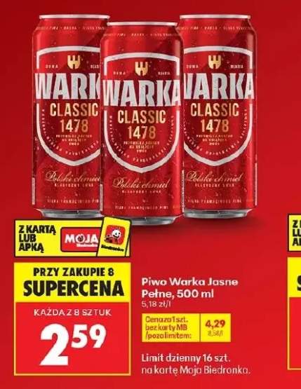 Piwo Warka Jasne Pełne