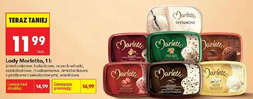 Lody śmietankowe z płatkami czekoladowymi Marletto