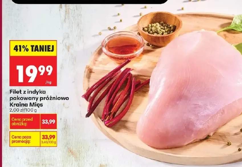 Filet z indyka pakowany próżniowo Kraina Mięs