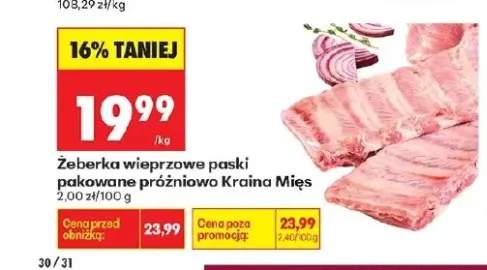Żeberka wieprzowe paski pakowane próżniowo Kraina Mięs