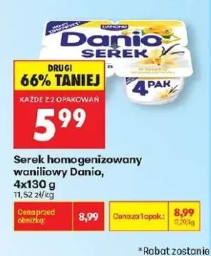 Serek homogenizowany waniliowy Danio 4-pak 130g