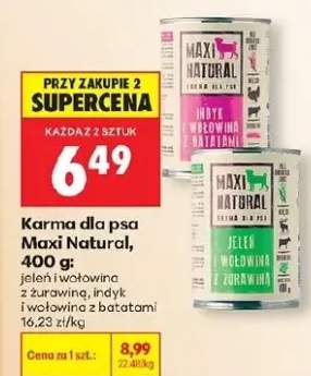 Karma dla psa Maxi Natural jeleń i wołowina z żurawiną