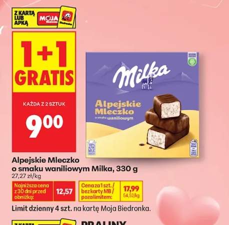 Alpejskie Mleczko o smaku waniliowym Milka