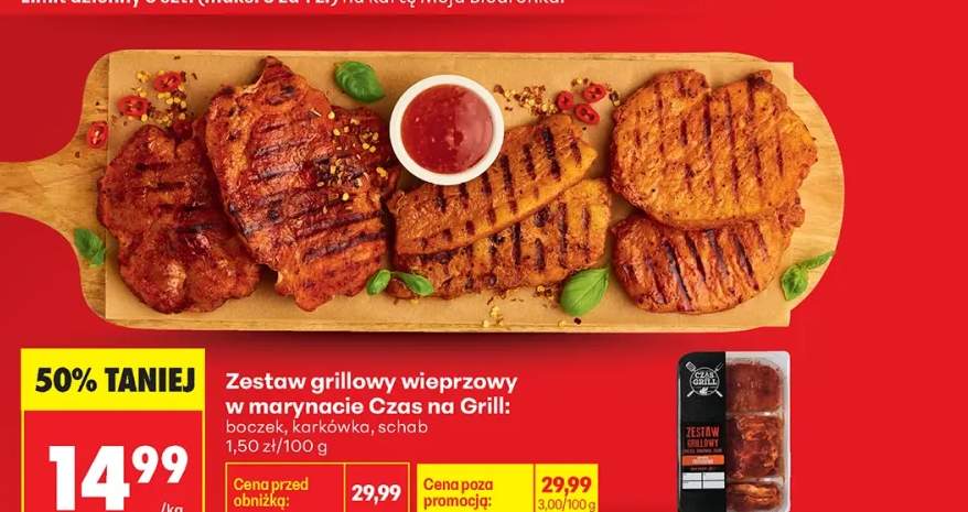 Zestaw grillowy wieprzowy w marynacie Czas na Grill boczek, karkówka, schab