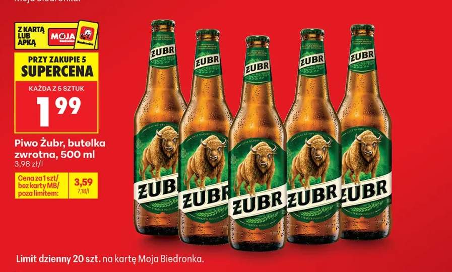 Piwo Żubr butelka zwrotna