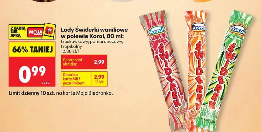 Lody Świderki waniliowe w polewie pomarańczowy Koral