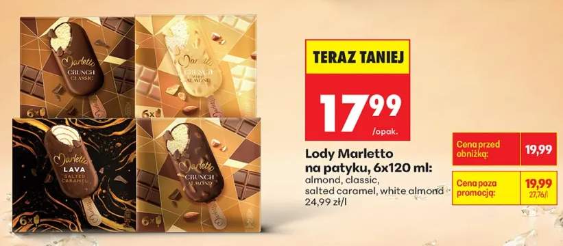 Lody na patyku Crunch white almond Marletto 6-pak 120ml