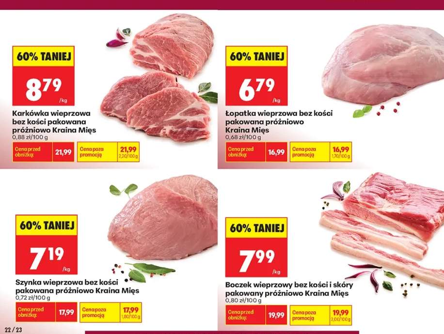 Mięso wieprzowe pakowane próżniowo Kraina Mięs