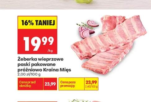 Żeberka wieprzowe paski pakowane próżniowo Kraina Mięs