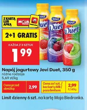 Napój jogurtowy Jovi Duet truskawka-kiwi 350g
