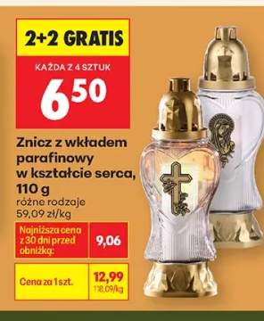Znicz z wkładem parafinowy w kształcie serca