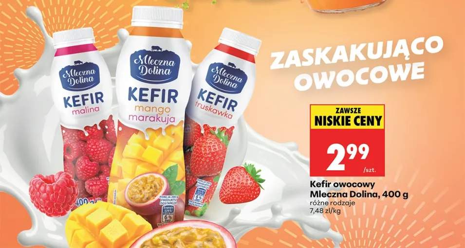 Kefir owocowy malina Mleczna Dolina