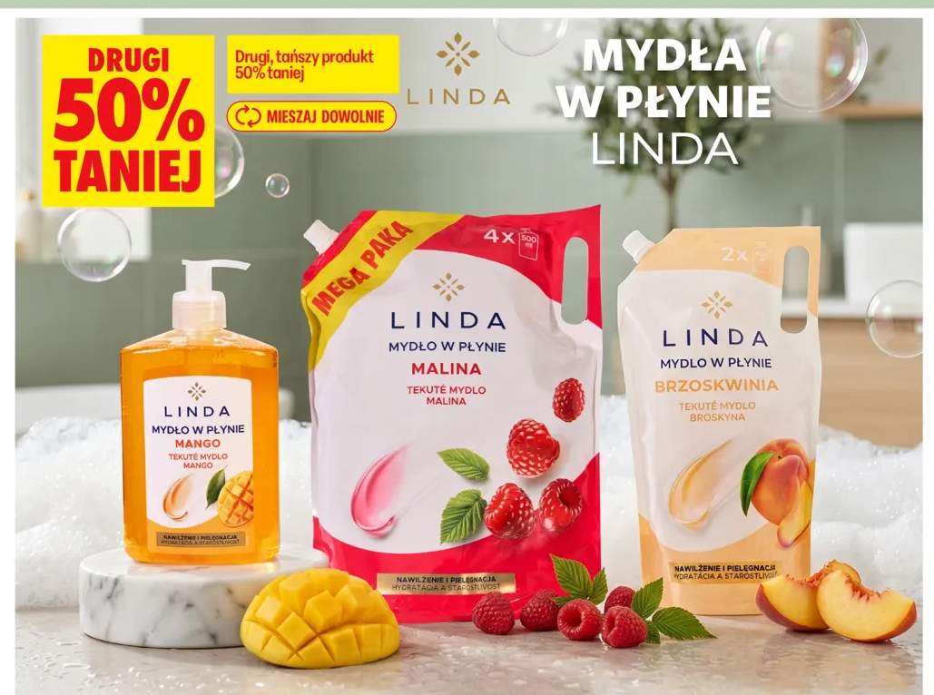 Mydło w płynie Linda Malina 4-pak 500ml