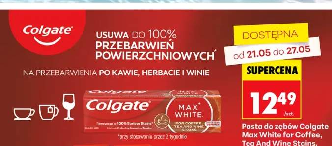 Pasta do zębów Colgate Max White For Coffee, Tea And Wine Stains