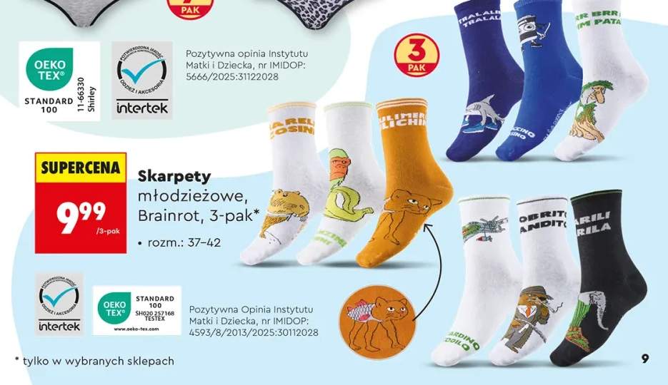 Skarpety młodzieżowe Brainrot 3-pak rozm. 37-42