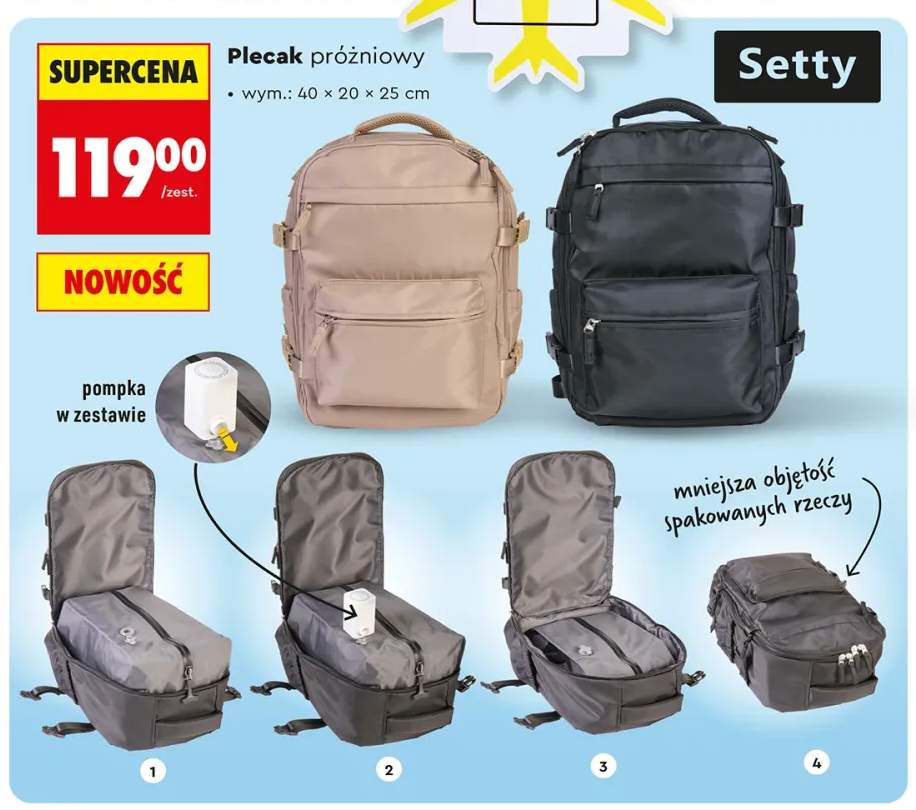 Plecak próżniowy Setty wym.: 40x20x25cm