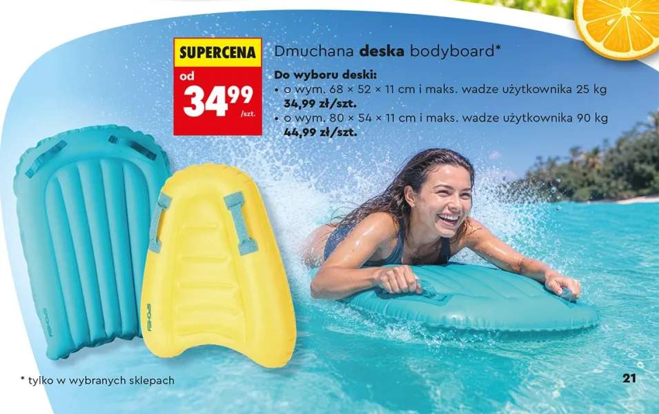 Dmuchana deska bodyboard Spokey 80x54x11cm maks. waga użytkownika 90kg
