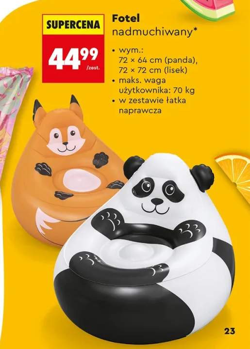 Fotel nadmuchiwany panda 72x64cm