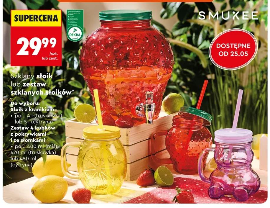 Szklany słoik z kranikiem SMUKEE 5l cytryna