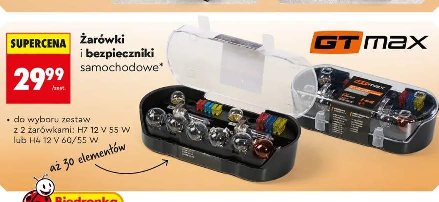 Żarówki i bezpieczniki samochodowe zestaw z 2 żarówkami H4 12V 60/55W GT max